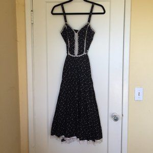 Vintage Gunne Sax Corset Dress XS S Black Lace